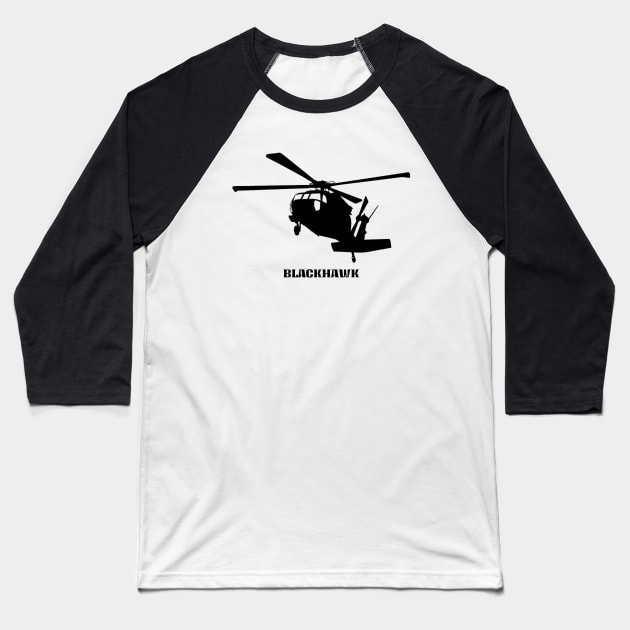 BLACKHAWK HELICOPTER Baseball T-Shirt by Cult Classics